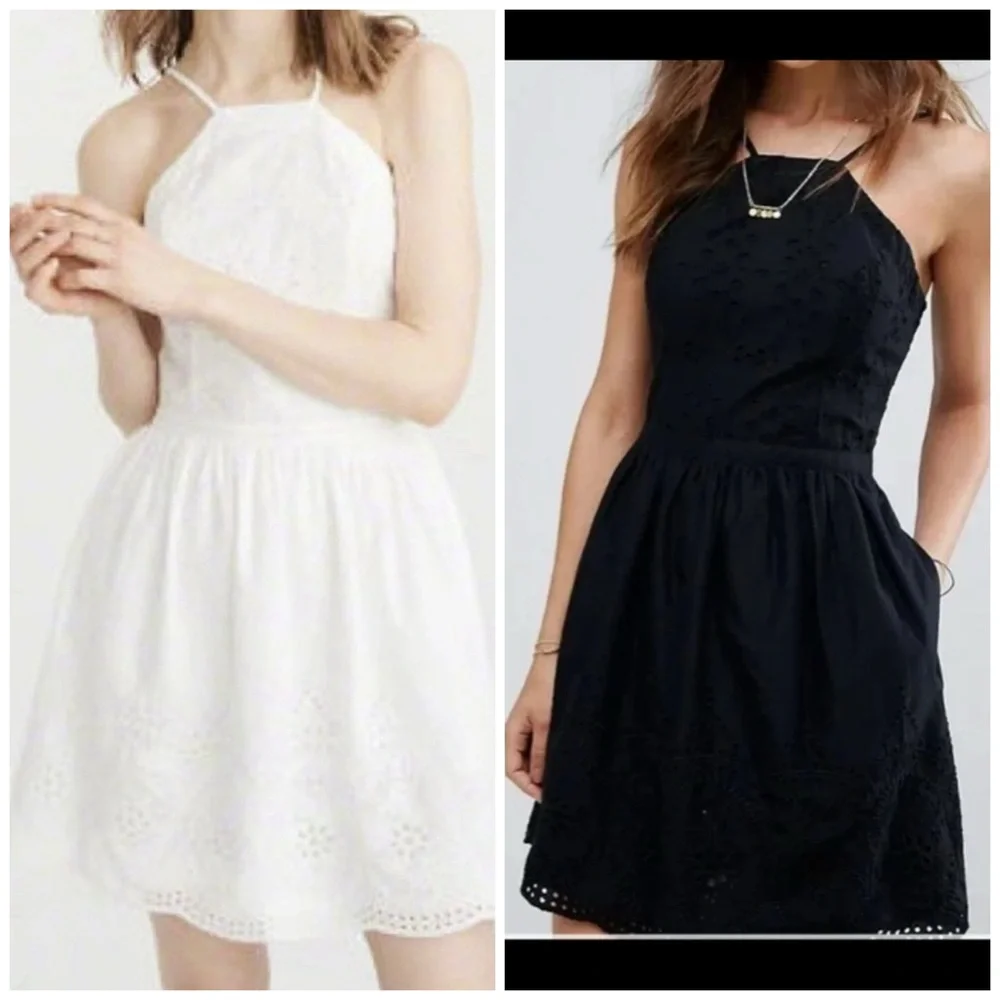 Abercrombie & fitch XS fit and flare halter mini dress cotton eyelet - Picture 16 of 16